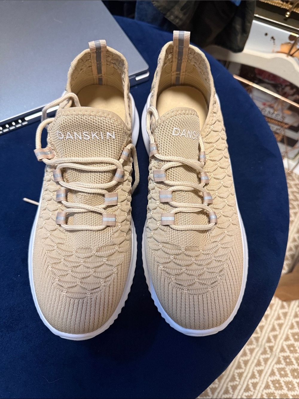 Danskin Knit Slip-On Athletic Sneakers — Beige worn once